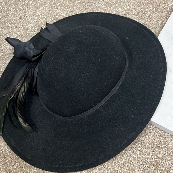 Doeskin 100% wool black feather vintage hat - Picture 4 of 7